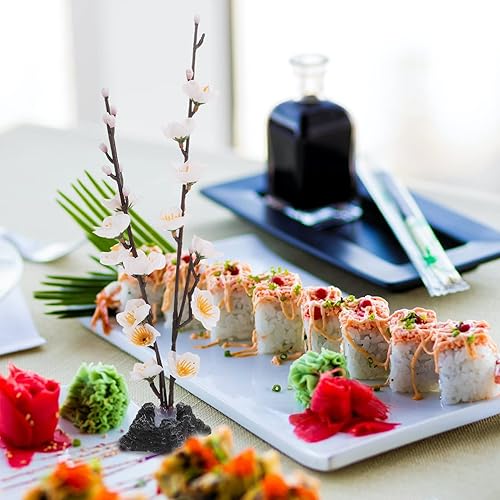 Miniatura 4 de Hemoton Flores artificiales de cerezo en flor, 4 piezas, decoraciones de plato de sashimi para centro de mesa de restaurante japonés, adornos