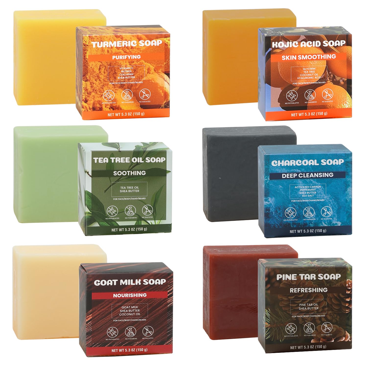 Rinse & Robust Men’s Natural Bar Soap for Men – Fresh & Clean Scent Variety Set (6-Pack, 5.3 oz Each) – Not Overpowering – Gentle Soap Bars for Face, Body & Hand – All Skin Types – Ideal Gifts for Men