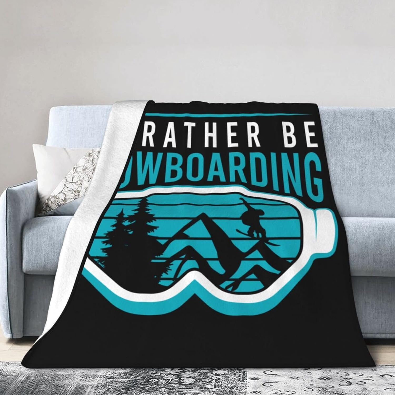 I d Rather Be Snowboarding Throw Blanket for Couch Bed Sofa Soft Comfortable Blanket 60"x50" Flannel Blankets & Throws