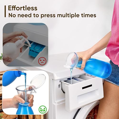 Miniatura 4 de ZZM Dispensador de detergente para ropa de 40 onzas con bandeja de bambú, dispensador de jabón para ropa para suavizante de tela, cuentas