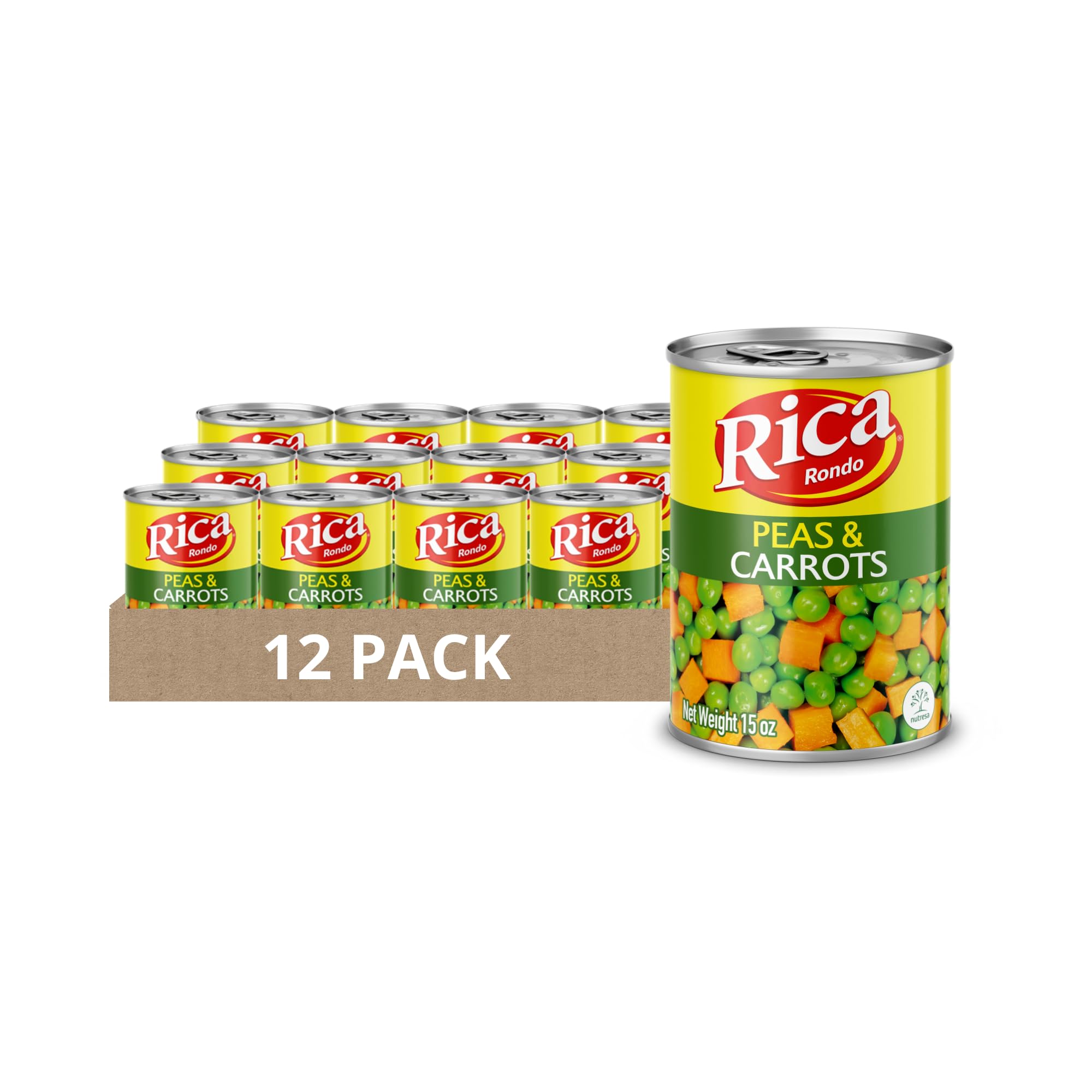 Rica Peas and Carrots, Canned Vegetables, 15 oz Can (Pack of 12)