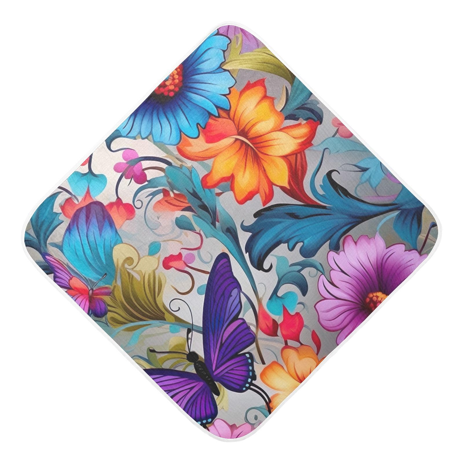 PaChyLuu Colorful Floral Baby Hooded Towel Soft Cotton Baby Towels Ultra Absorbent Bath Towel for Babies Boys Girls, 30x30 Inch