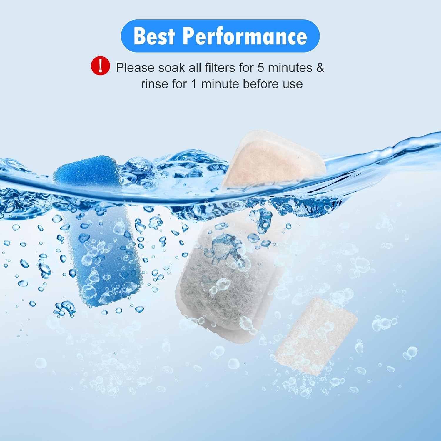 16 Sets Cat Water Fountain Filter Compatible with oneisall 67oz/2L Stainless Steel Cat Water Fountain, Activated Carbon Ion Resin Food Grade PP Cotton, Fresh and Clean thumbnail