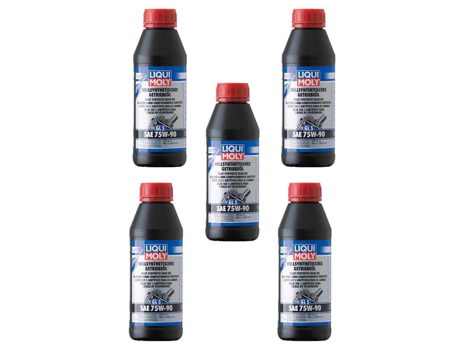 5X Original Liqui Moly 500ml Vollsynthetisches Getriebeöl (GL5) SAE 75W-90 1413