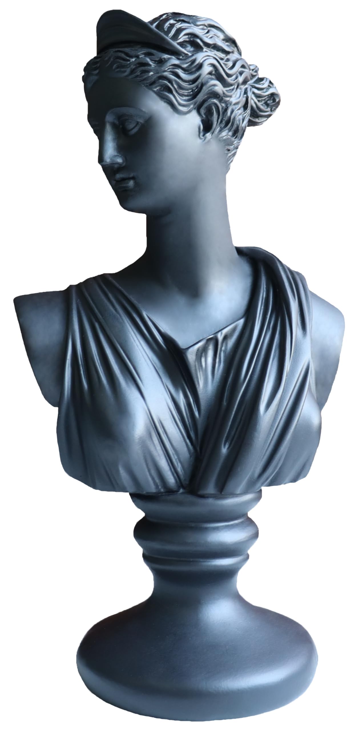 11.5inch Greek Diana Bust Sculpture , Vintage Simple Art,Symbol Of Good Luck And Wisdom,Decorations Applicable Home,Living Room,Bedroom,Office Desk Table Indoor,Gift For Women,Roman myth statue,Black