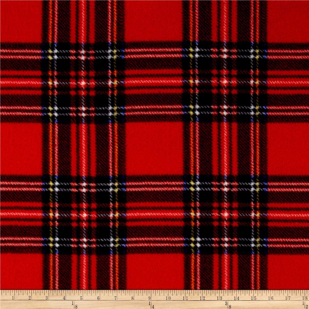 Baum Winterfleece Stewart Plaid Red, Fabric by the Yard