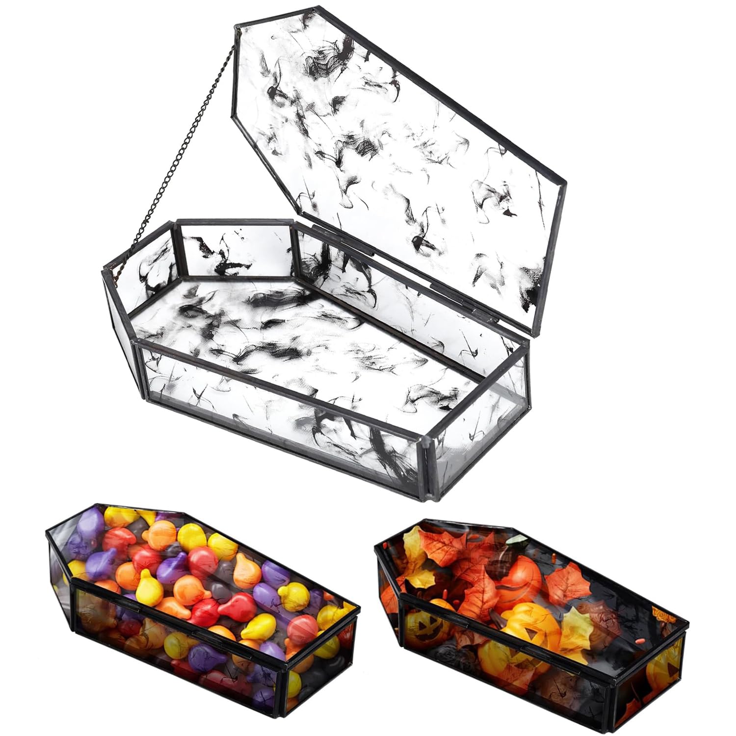 Terrarium d'Halloween gothique boîte de présentation verre métal noir Afirst