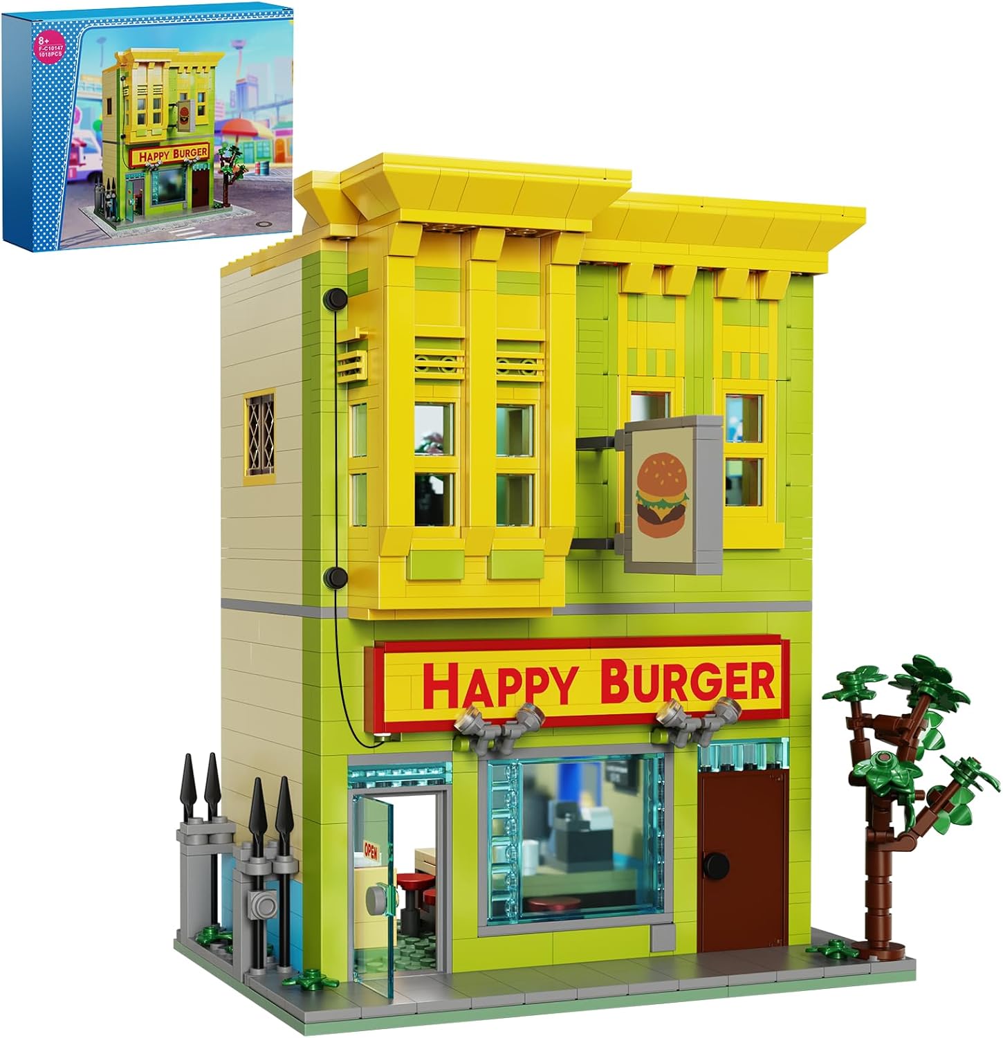 Happy Burgers House Building Set, The Bob's House Kuchi Kopi Building Blocks Toys Set Compatible with Lego, Great Gift and Collectibles Set for Belcher Family Cartoon TV Fans Boys & Girls(1018 PCS)