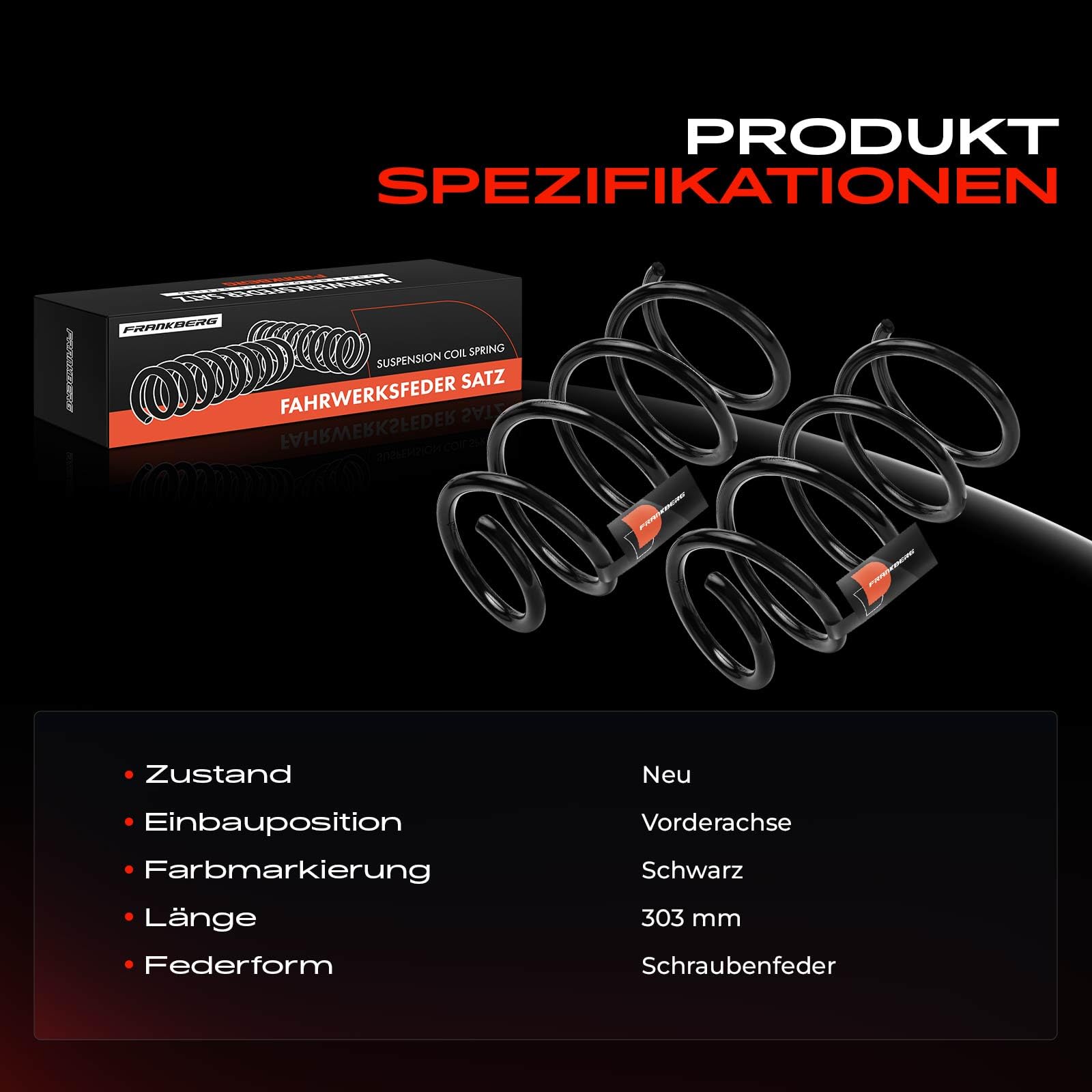 Frankberg 2x Muelles de suspensión del eje delantero 31339806805 | Compatible con M.i.n.i Countryman R60