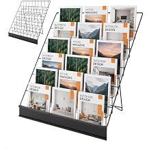 6 Tier Magazine Display Rack for Library Classroom, Black