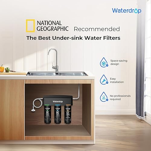 Miniatura 6 de Waterdrop TSA - Filtro de agua para debajo del fregadero de 3 etapas conexión directa al grifo del hogar elemento certificado NSFANSI 42 tecnología