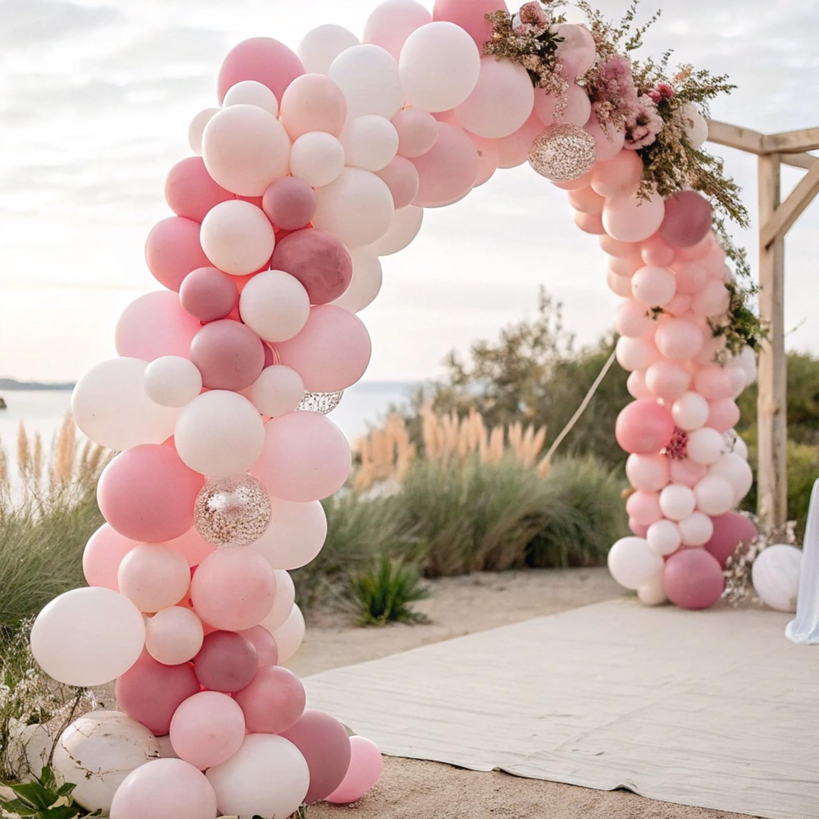 Palloncini Oro Rosa Metallizzati - 50 Pezzi 12 Pollici Con Nastri, Per Feste, Matrimoni, Compleanni