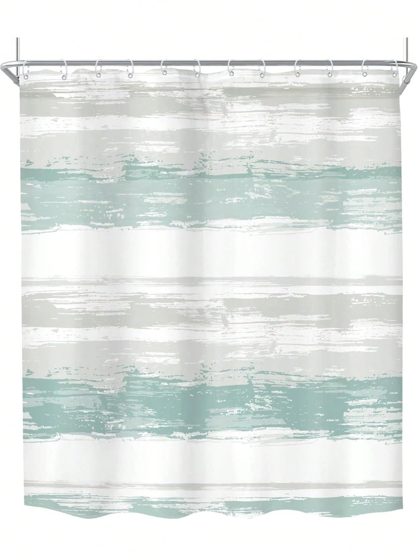 Rideau de douche vert menthe abstrait 170x170 cm en tissu avec crochets