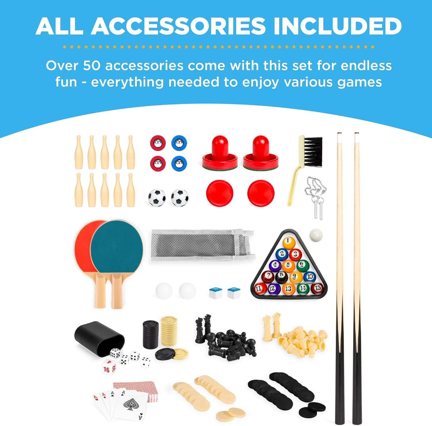 Best Choice Products 2x4ft 10-in-1 Combo Game Table Set for Home, Game Room, Friends & Family w/Hockey, Foosball, Pool, Shuffleboard, Ping Pong, Chess, Checkers, Bowling, and Backgammon