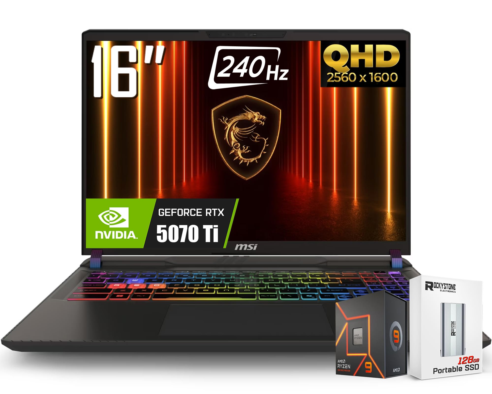 Vector 16 HX AI 16” 240Hz QHD+ Gaming Laptop: Ryzen 9-8940HX(Beat i9-13900, NVIDIA Geforce RTX 5070Ti, 32GB DDR5, 2TB NVMe SSD, Thunderbolt 5, Wi-Fi 7, Win 11 Home,Gray
