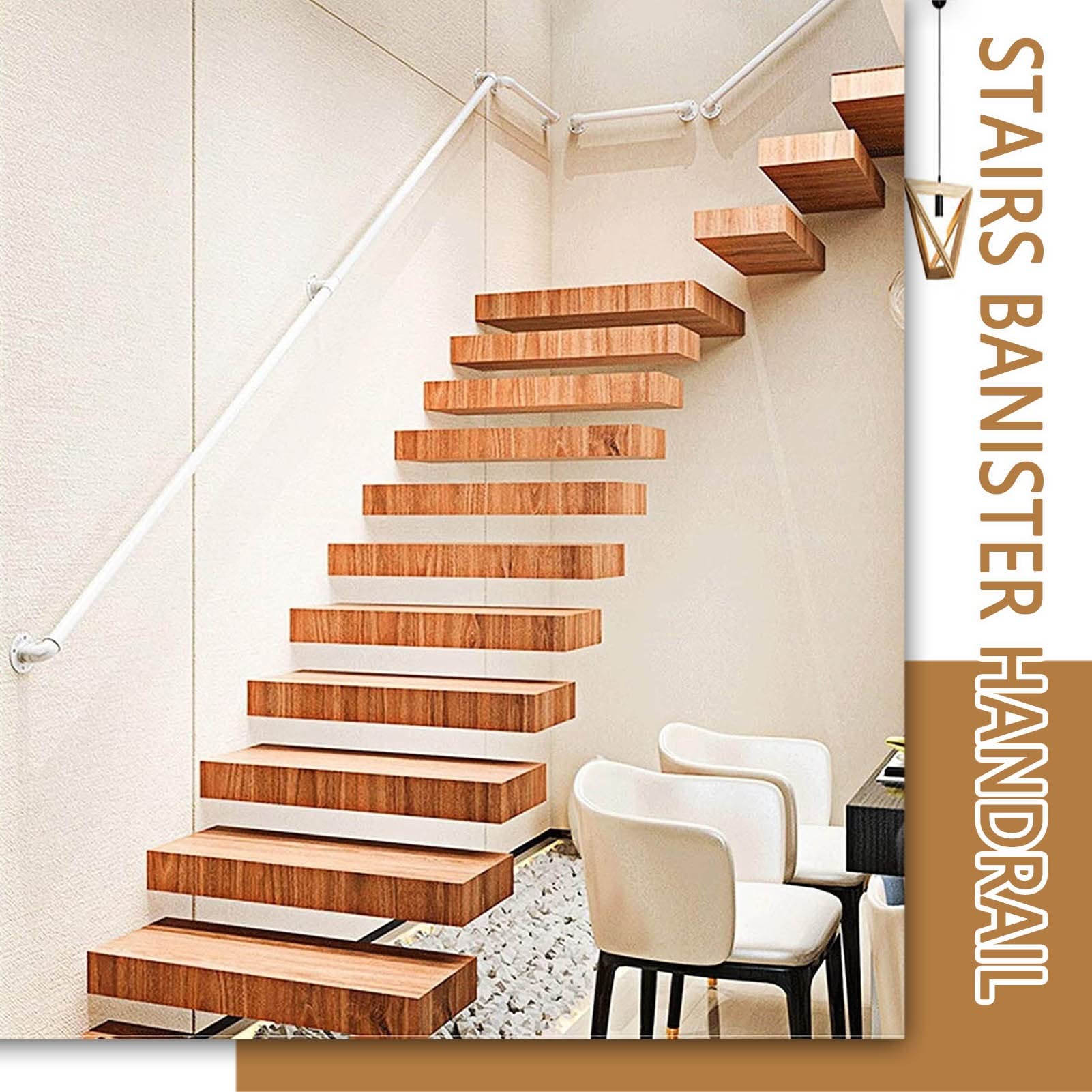 Bianco Scale Ringhiera Corrimano 1m 2m 3m 4m 5m 6m, Asta di Supporto Ringhiera Scale per Disabili Anziani Interni Esterni Maniglione/Maniglie - Supporto 200kg (Size : 200cm)