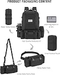 NOOLA 60L Sac à dos tactique militaire pour hommes Armée 3 Sac à dos pour la journée avec sac à dos amovible avec porte-bouteille