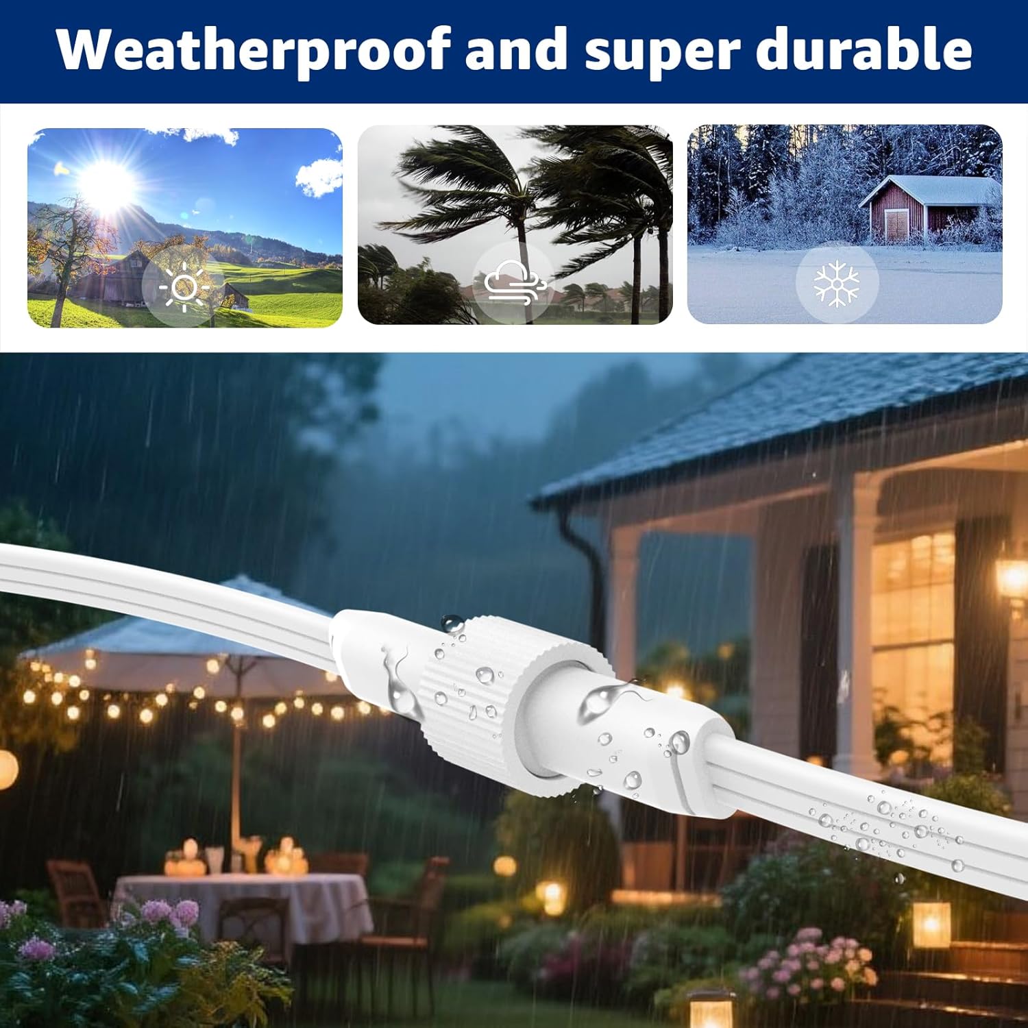 Extension Cable for Govee Outdoor Lights,Compatible with Govee Permanent Outdoor Light H705A H705B H705C H706A H706B H706C H806A H806B H806C Extension Cord, IP68 Waterproof Extension Cord, 10FT