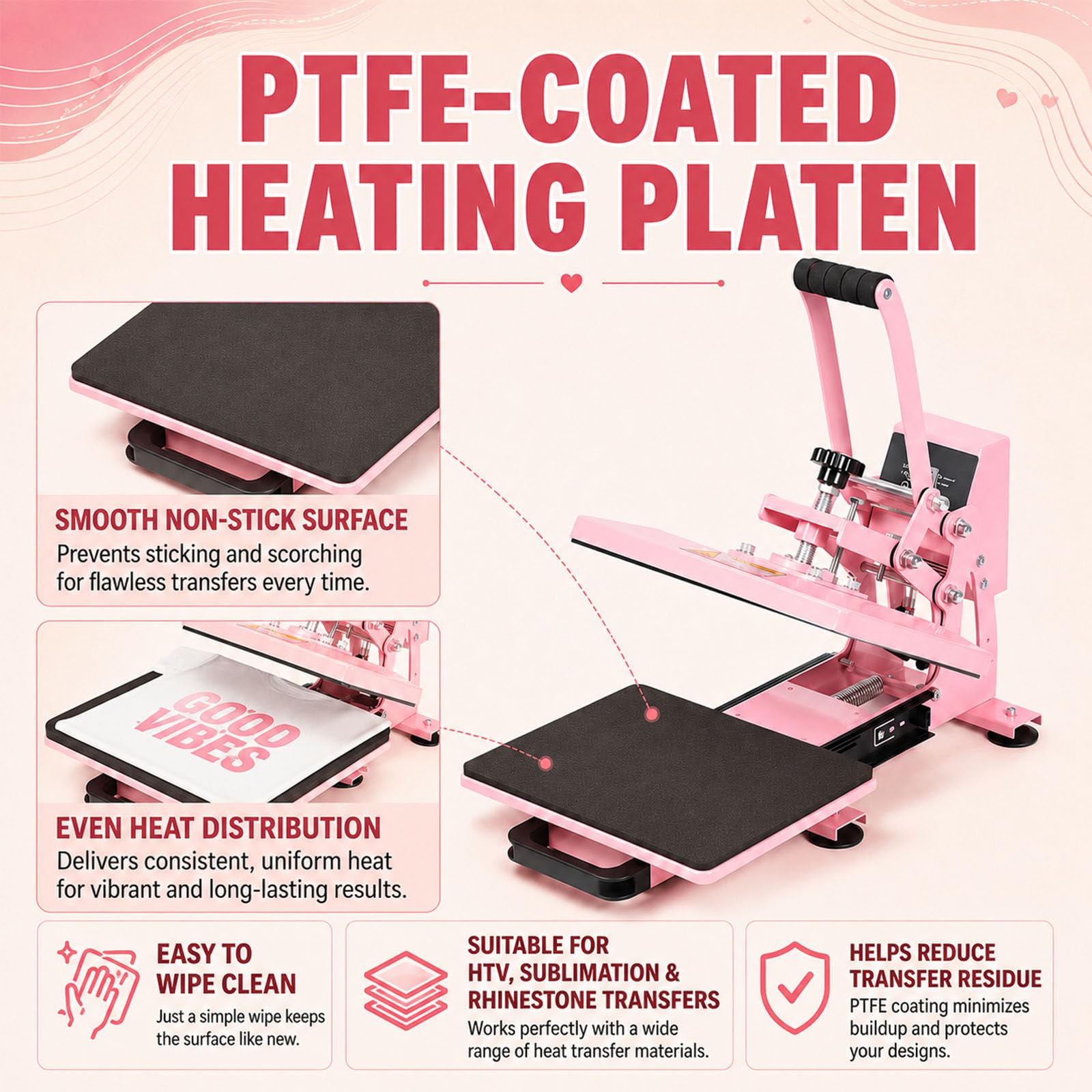 Macchina per Termostampa su T-Shirt, Pressa A Sublimazione A Conchiglia con Piastra in PTFE, Timer da 0 A 999 Secondi E Piastra A Pressione Uniforme, Macchina per Stampa A Caldo da 900 W