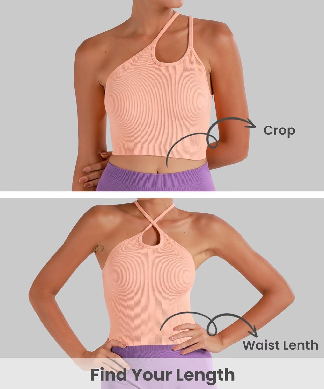 Sunzel Free to Be Tank, Crop Ribbed Tank Tops Seamless Racerback Camisoles No pad Camis Cropped Workout Gym Yoga Brami