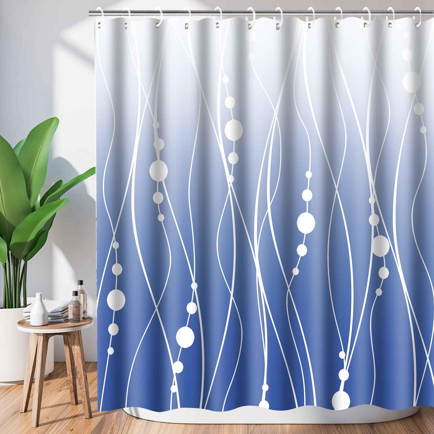 PAEOT Blue Shower Curtain Ombre Blue Fabric Shower Curtain for Bathroom Decor Modern Bath Shower Curtains Set with 12 Hooks 72x78 Inch Washable