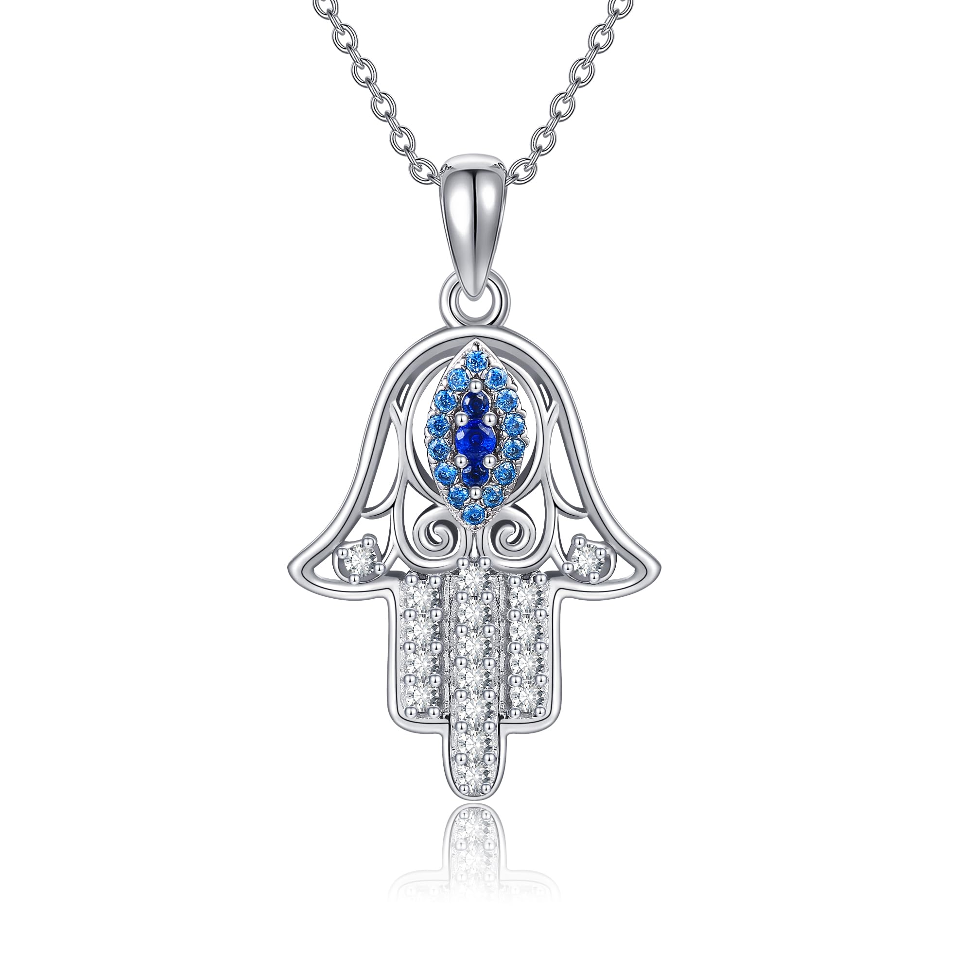 Hamsa ręcznie wisiorek naszyjnik złe oko dla kobiet 925 Sterling Silver Chakra biżuteria złego oka na prezent
