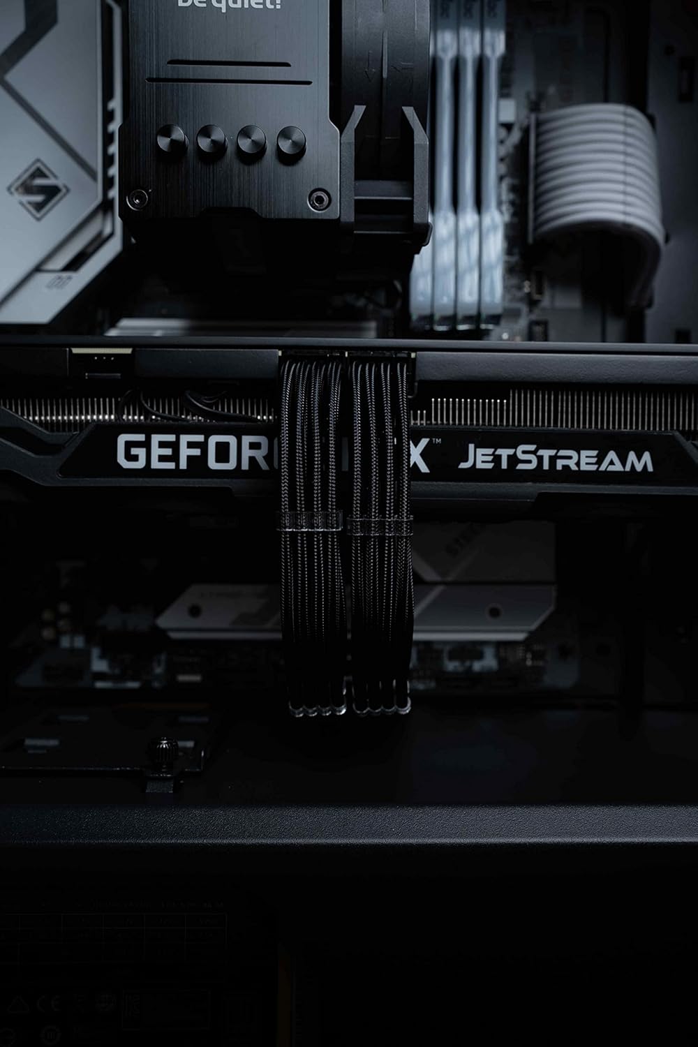 Reaper Cable Softies - Soft & Supple Sleeved PSU Extension Set - Power Supply Extensions - 1x 24 Pin / 2X 4+4 Pin / 2X 6+2 Pin / 1x 6-Pin - 30cm (Black)