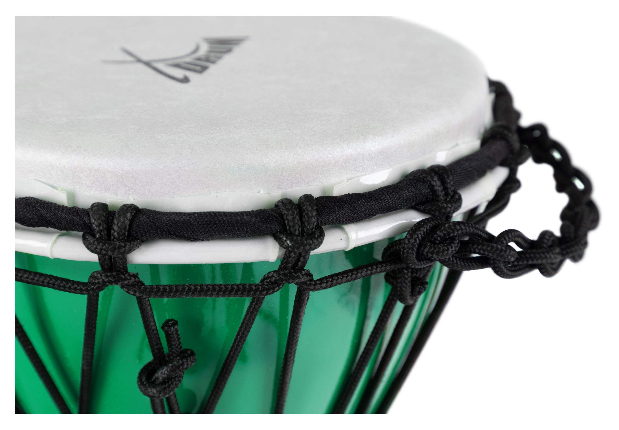 XDrum Primero Junior 31cm Djembe aus PVC - Korpus aus Kunststoff mit traditionellem Stimmsystem - Kompakt und leicht, somit ideal für Kinder und Einsteiger - grün