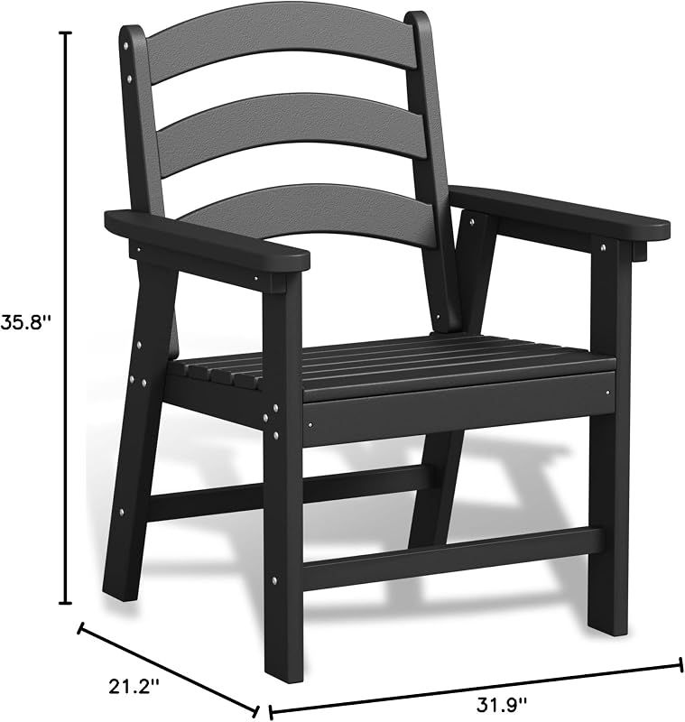 Adiromoti Patio Dining Chair Set, HDPE Outdoor Chairs with 385 lbs Weight Capacity, All Weather Fire Pit Chair for Porch, Pool, Deck, Backyard, Garden - Grey image 2