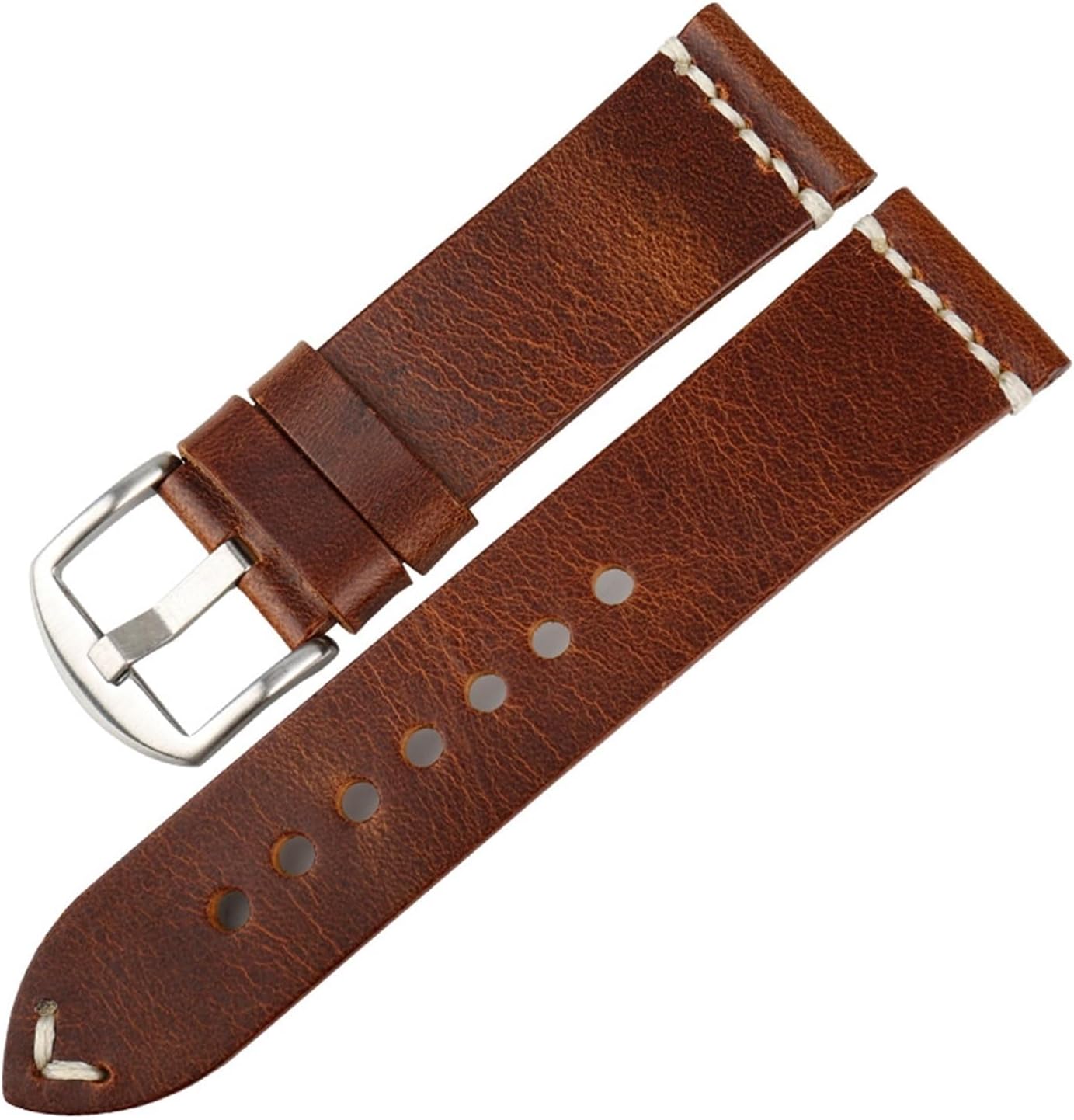 SDFFGHJ Genuine Cow Leather Watch Strap Handmade Watchbands Vintage Red Wristband Compatible With 20mm 22mm 24mm Band