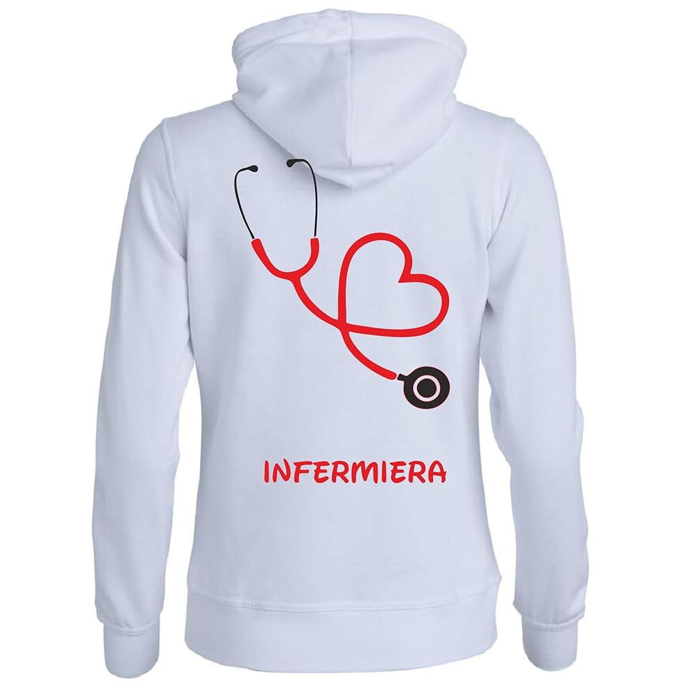 Felpa Con Cappuccio Infermiera Stetoscopio - Personalizzabile Con Nome, Tema Sanitario