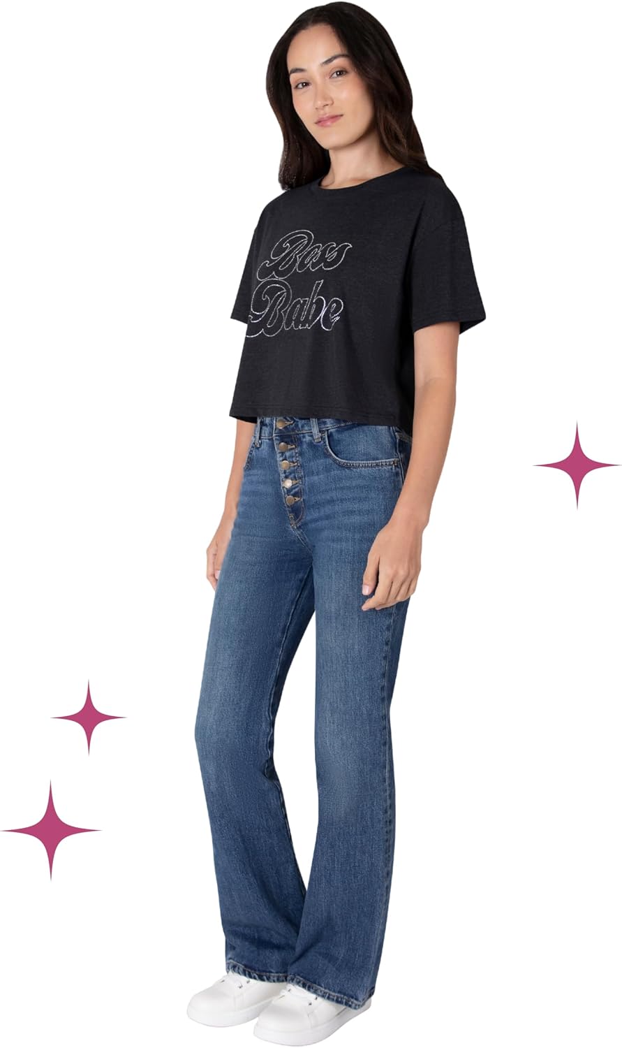 Paris Hilton Women's Fashion T-Shirt Embellished Graphics Short Sleeve Crew Neck Tops