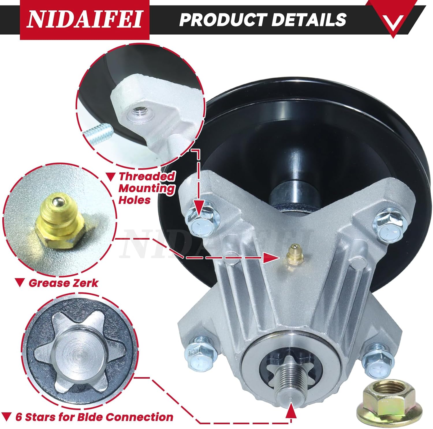 Greased 2 Pack 918-06976 Spindle Assembly Replaces Cub Cadet 918-06976A, 618-06976A for Cub Cadet XT1 LT42 XT2 LX42 Craftsman T210 T7800 T8000 MTD CYT4220 Troy-Bilt TB42 Super Bronco 42 decks