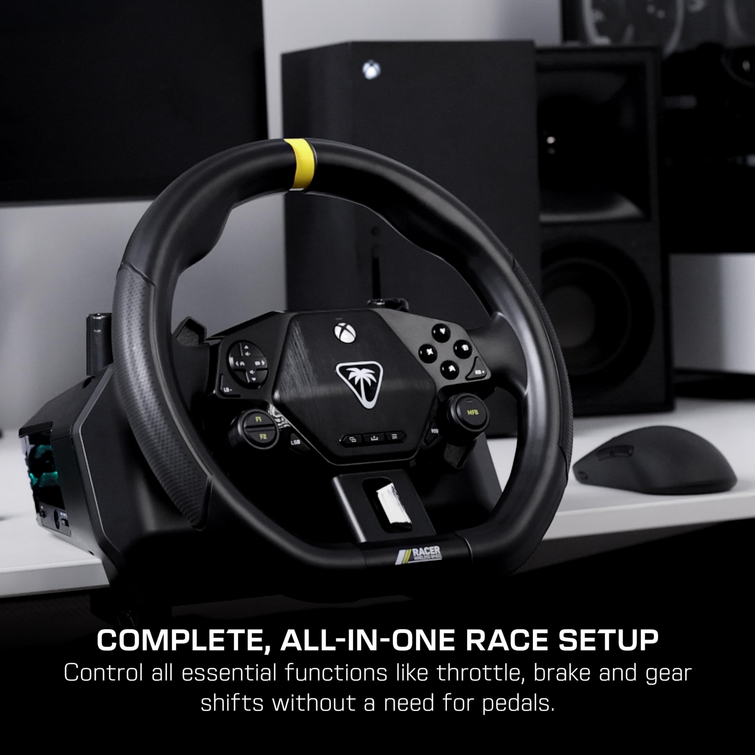 Turtle Beach Racer Sistema di volante wireless con licenza ufficiale per Xbox Series X|S, Xbox One e PC Windows - Connessione wireless stabile, fino a 30 ore di autonomia della batteria