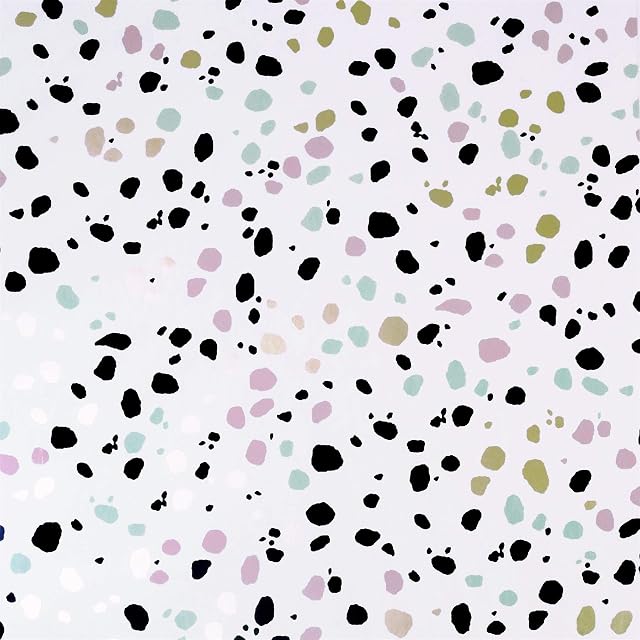 Dalmatian Pastel Wallpaper White Black Animal Metallic Pink Teal Gold