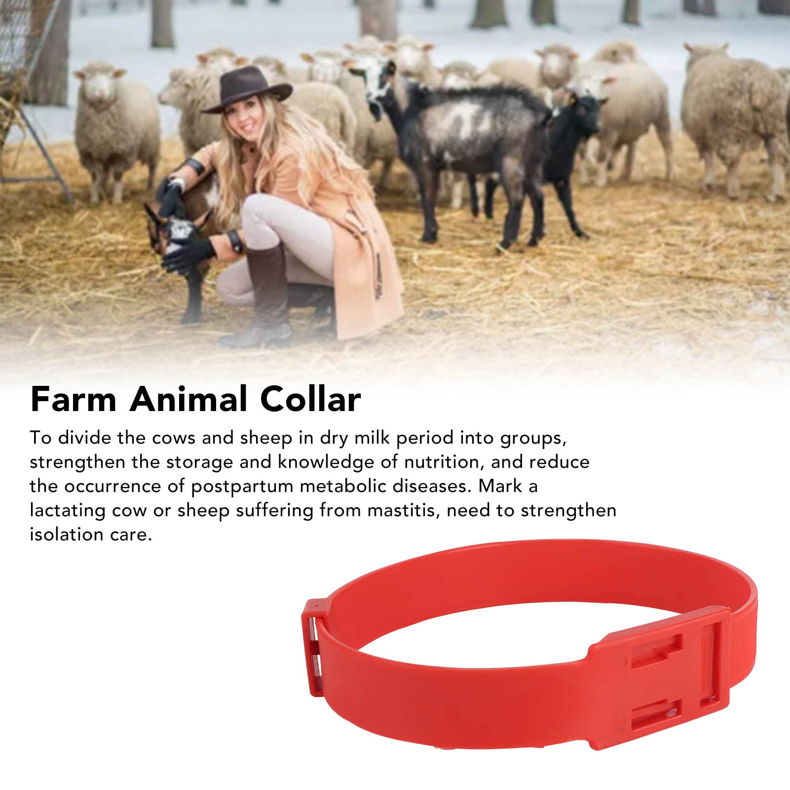 Colliers d'animaux de Ferme, Colliers de Chèvre en PU Multifonctionnels Doux Réglables 10PCS (Rouge)