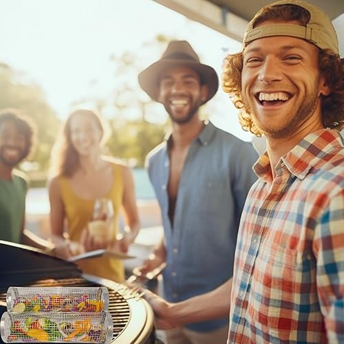 Miniatura 6 de Cestas de parrilla enrollables para asar al aire libre, cestas de parrilla para parrilla al aire libre, cesta de parrilla rodante, cesta de parrilla