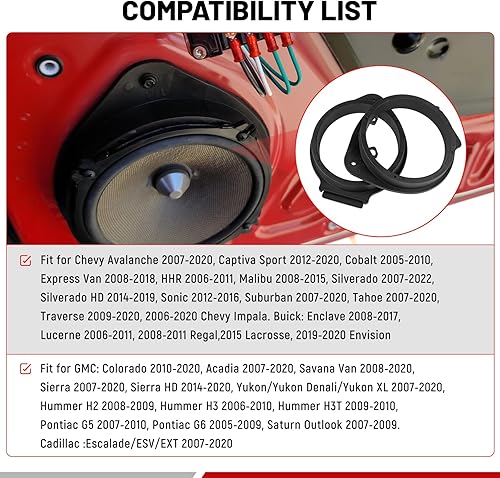 Miniatura 2 de RED WOLF Puerta delanteratrasera de 6.5 pulgadas de actualización de altavoz del mercado de accesorios Instalar espaciadores de soporte de adaptador