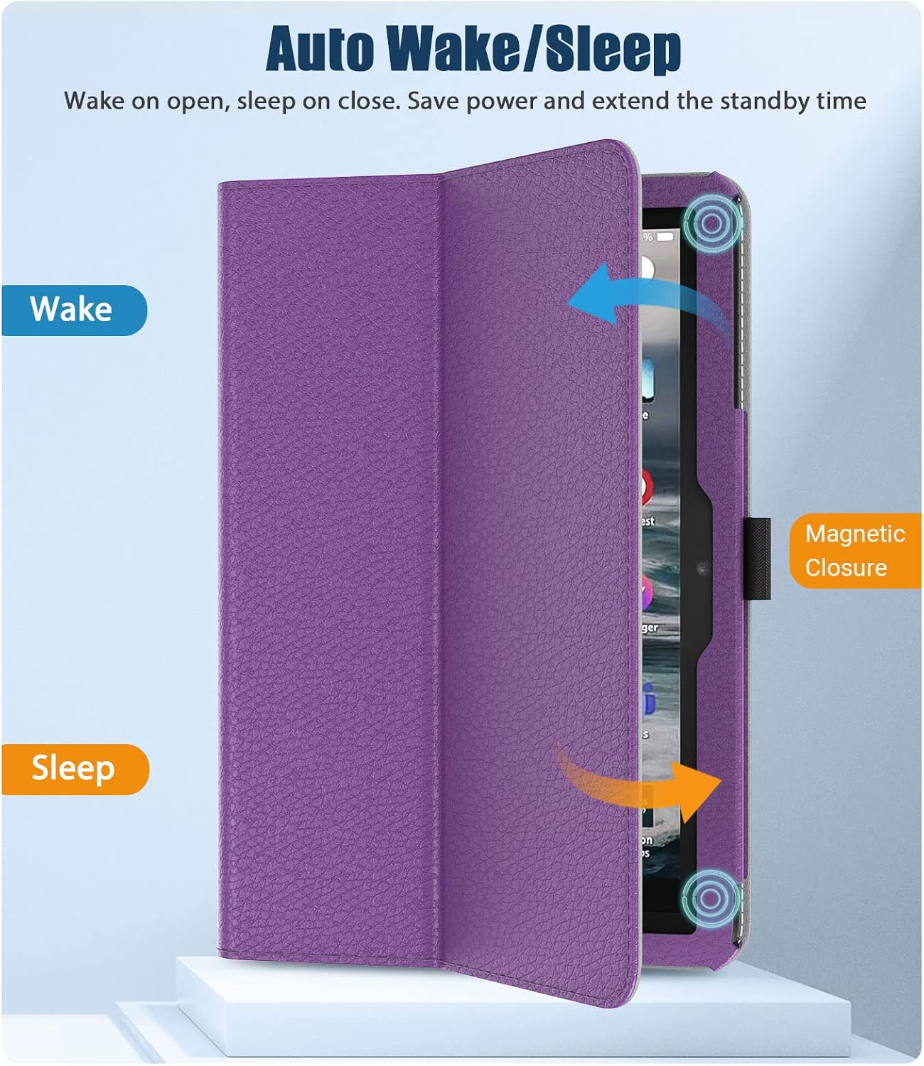 TiMOVO Case Fits All-New Kindle Fire 7 Tablet (7", 12th Generation, 2022 Release), Slim Protective Stand Cover, PU Leather Shell with Auto Wake/Sleep, Purple