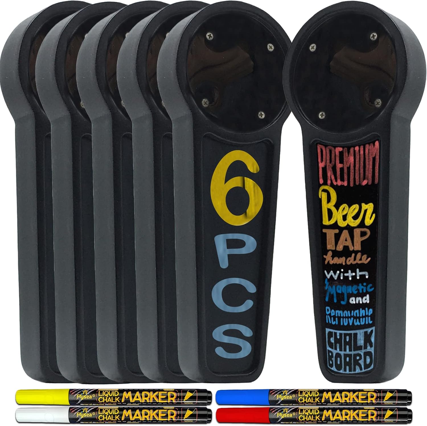 OUYOOLE Beer Tap Handle, 6 Pcs Keg Tap Handle, Wood