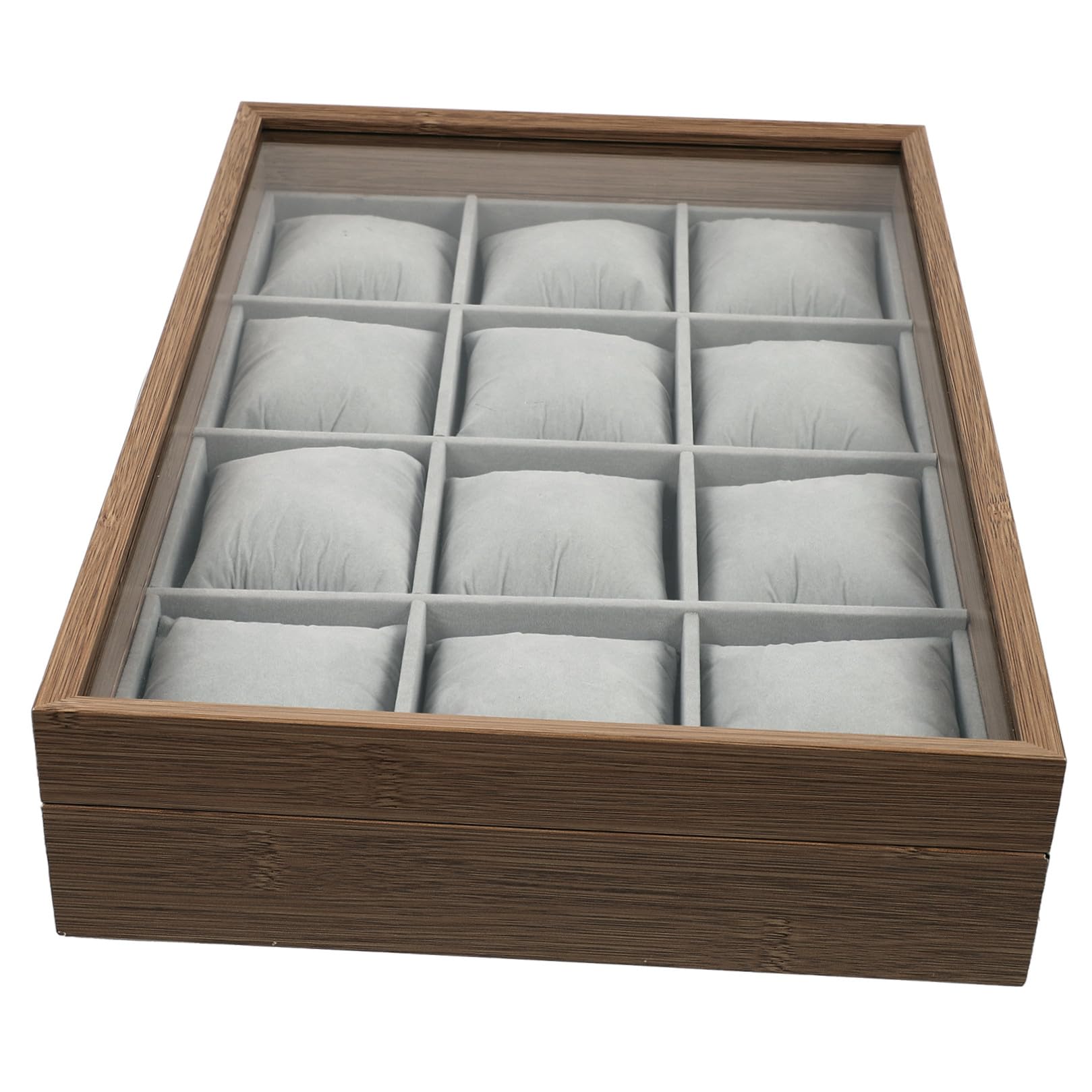 OUNONA Caja Organizadora para Guardar Relojes con 12 Compartimentos de Madera de Relojes y Almohadillas Removibles y Anillos en Decoración de Hogar