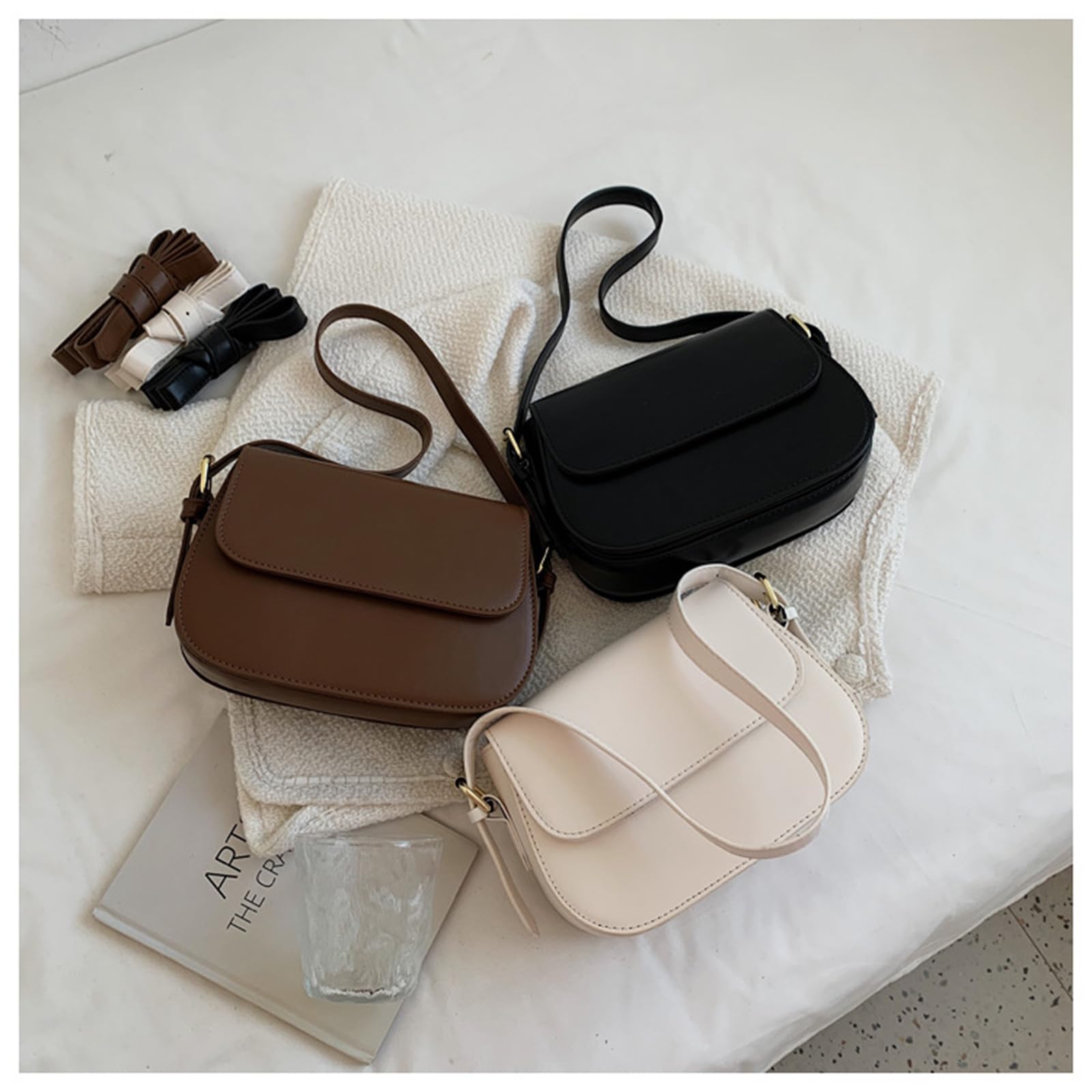 Borsa A Mano da Donna Tracolla Semplice Ed Elegante Piccola Quadrata retrò-Bianco
