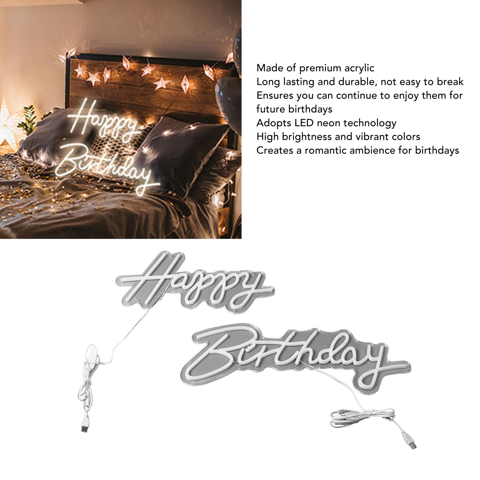Insegna Al Neon di Buon Compleanno Luce Decorativa Ad Alta