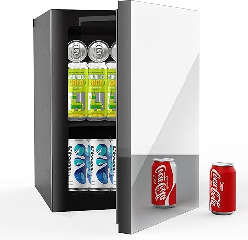 Refrigerador de bebidas de 24 latas0.9 pies cúbicos y mini refrigerador para el cuidado de la piel con puerta frontal con espejo y control de