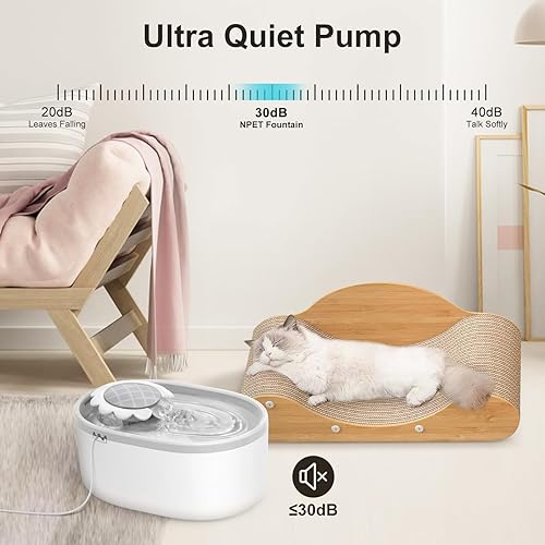 Miniatura 10 de NPET Fuente de agua para gatos de 2 L67 onzas con ventana de nivel de agua visible, bonita fuente de agua automática para mascotas con bomba