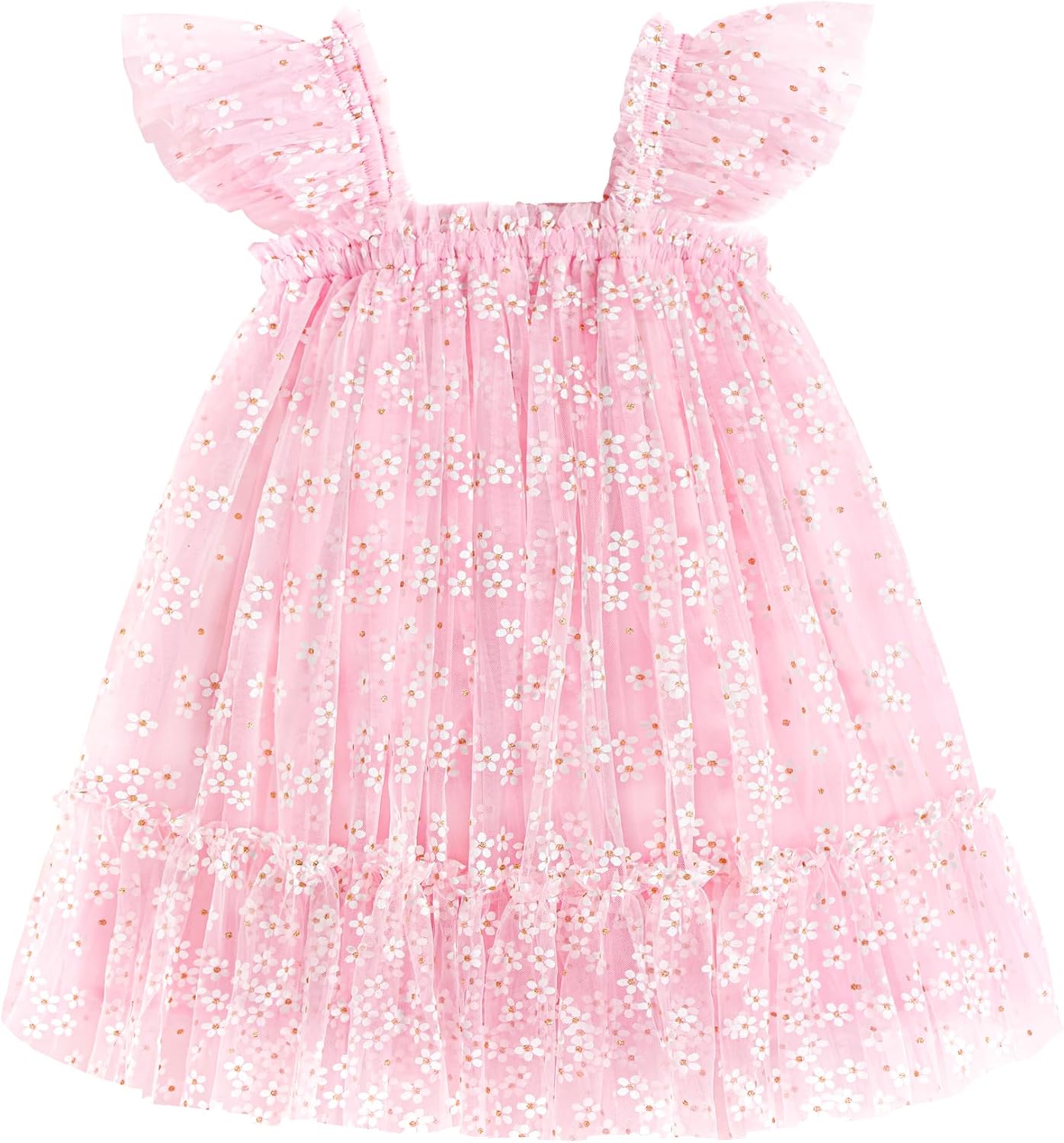 Arshiner Toddler Tulle Dress for Girls Layered Tutu Ruffle Dresses Swing Twirly Fairy Summer Birthday Party Wedding Sundress