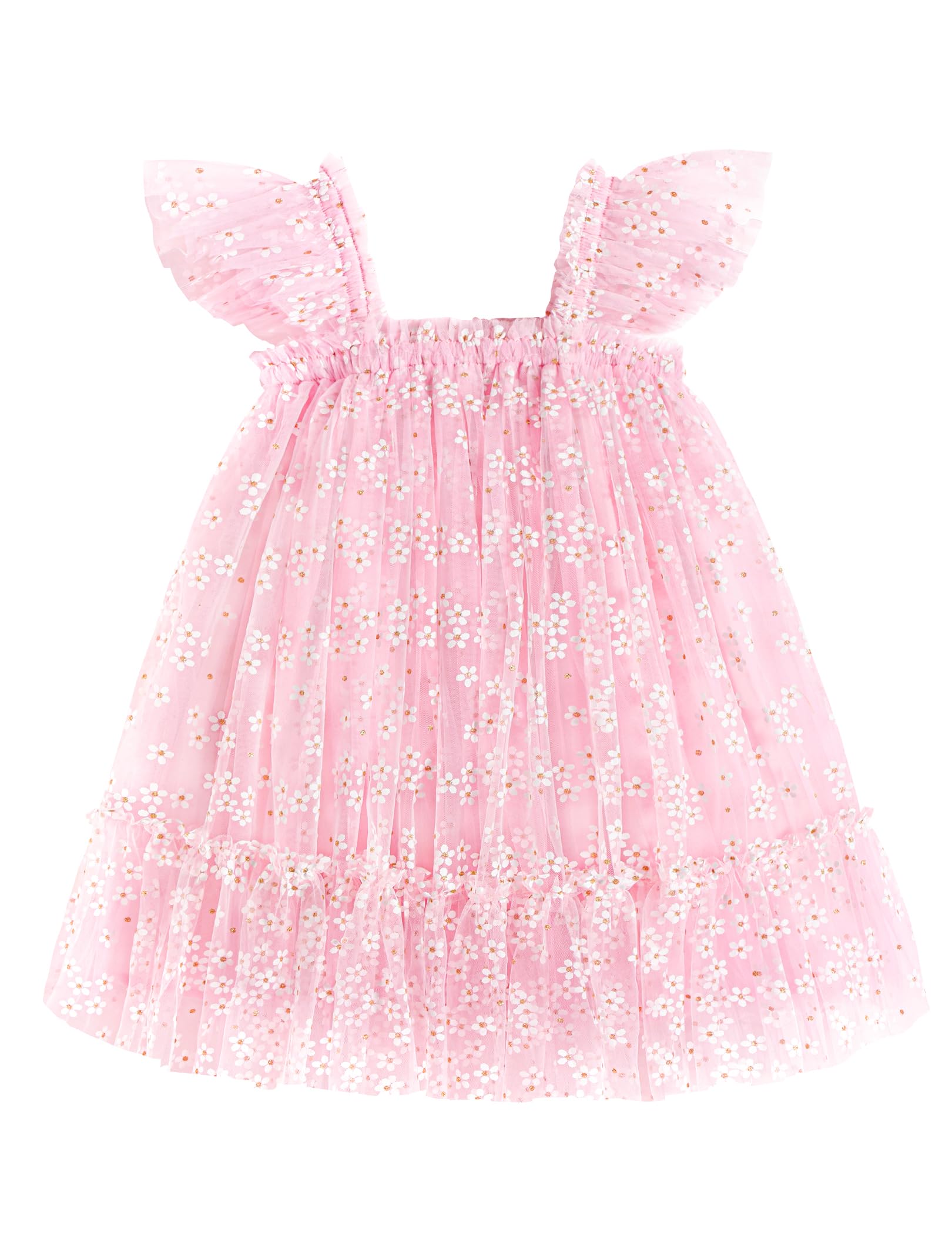 Arshiner Toddler Tulle Dress for Girls Layered Tutu Ruffle Dresses Swing Twirly Fairy Summer Birthday Party Wedding Sundress