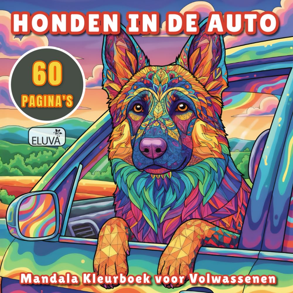 Honden in de Auto - Mandala Kleurboek voor Volwassenen: Artistieke kleurervaring met diverse hondenrassen achter het stuur – Ontspanning và focus voor elk vaardigheidsniveau.
