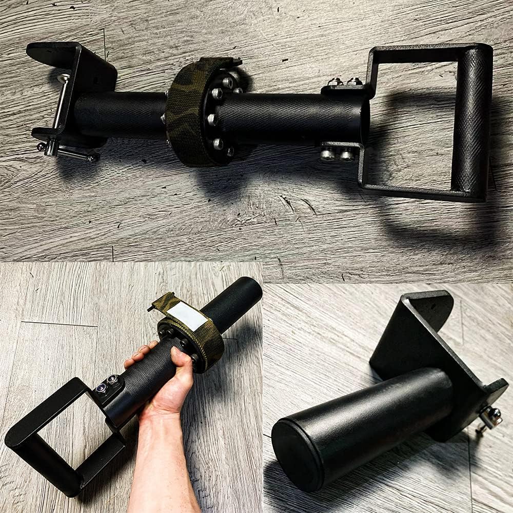 Arm Wrestling Exercise Handle, Wrist Rotation Training Equipment, Forearm Wrist and Arm Blaster Exerciser, Carbon Steel, 1m Webbing, Knurling Surface, 200kg Bearing, for Gym and Home Exercise.