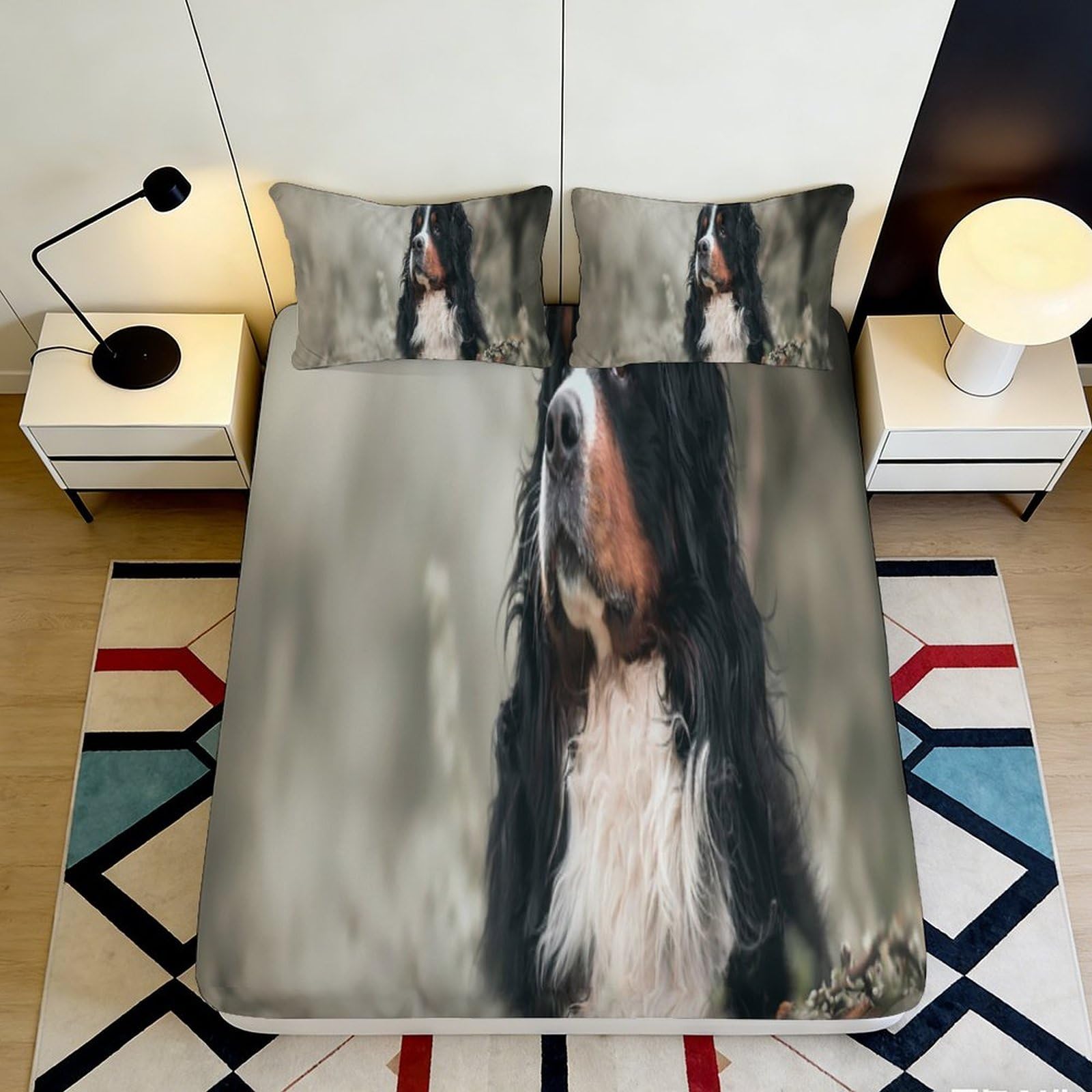 Pnayamiorkfel Style-10 3D Printed Bernese Mountain Dog Fitted Sheet Microfiber Soft Bed Cover Animal Pattern For Bedroom Guest Room Decor 90X200x25cm